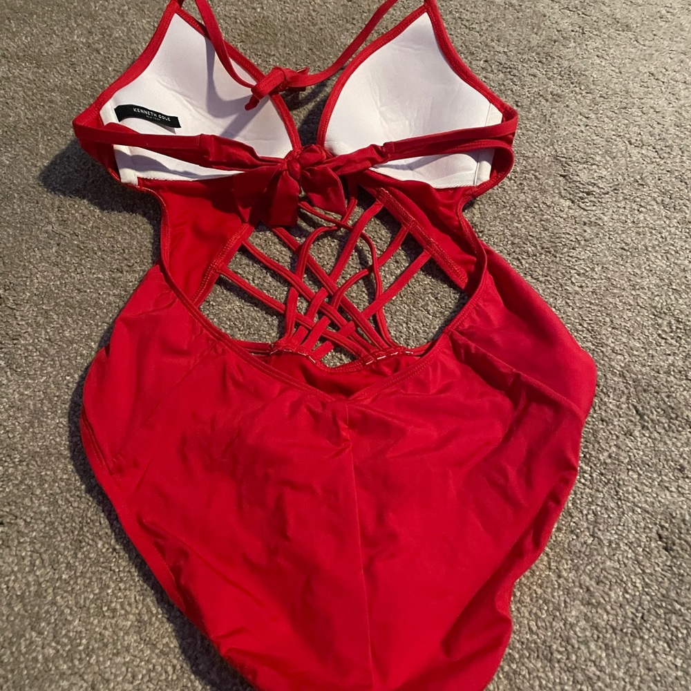 Kenneth Cole Red One Piece Swimsuit - Picture 2 of 3